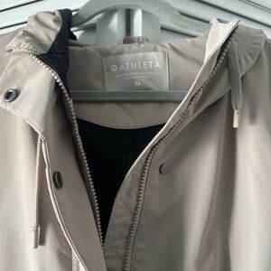 Athleta Beige Hooded Rain Jacket